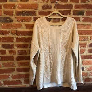 Oversized Cream Cable Knit Sweater